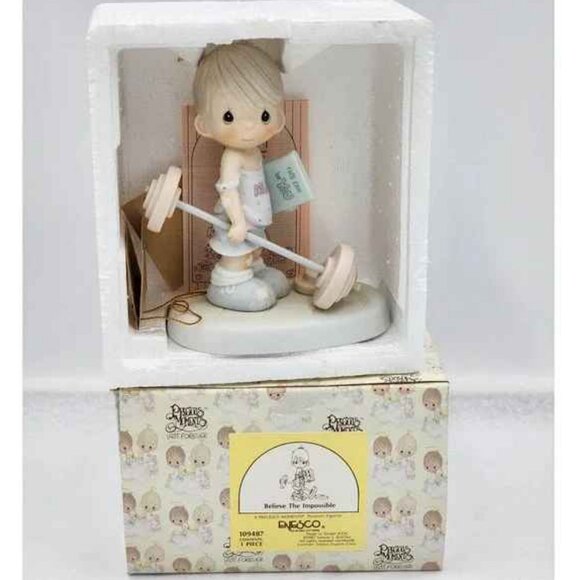 Precious Moments Figurine Believe The Impossible 109487 Vintage 1987 W/Box Tags - Picture 2 of 12